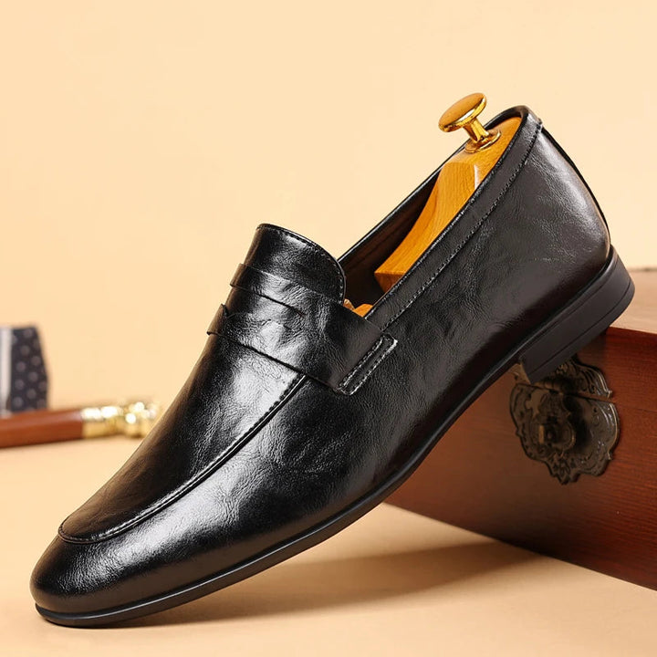 Men's Full-Grain Leather Square-Toe Loafers