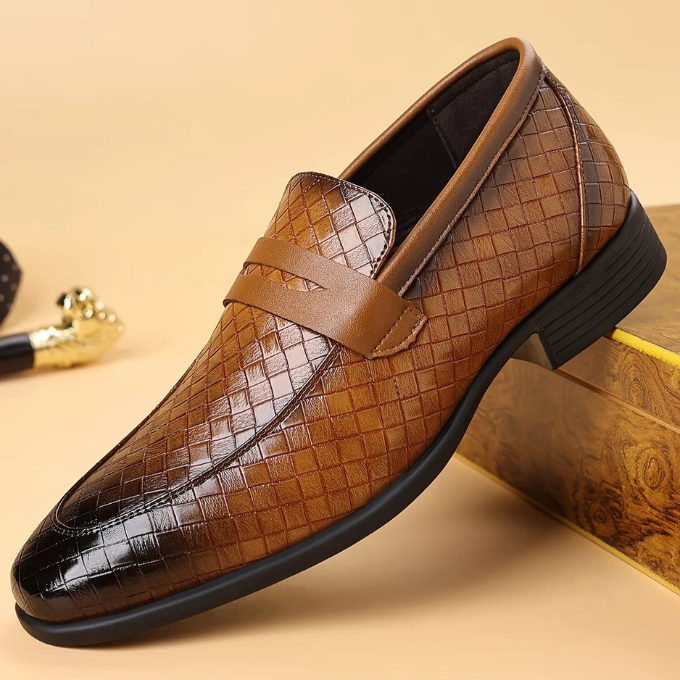 Men’s Leather Woven Loafers – Polished Slip-On Style