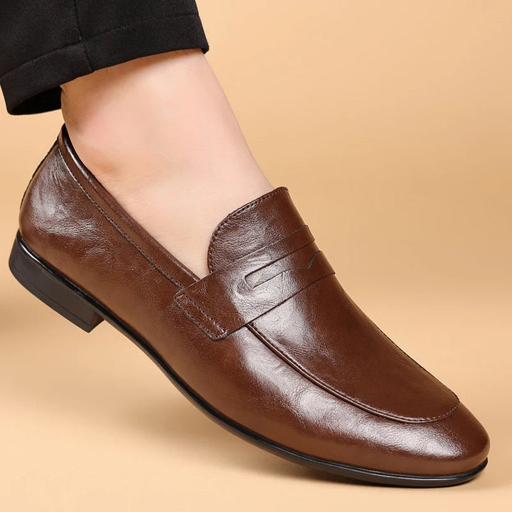 Men's Full-Grain Leather Square-Toe Loafers