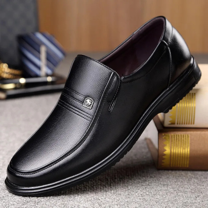Men’s Leather Loafers – Semi-Gloss Slip-On Style