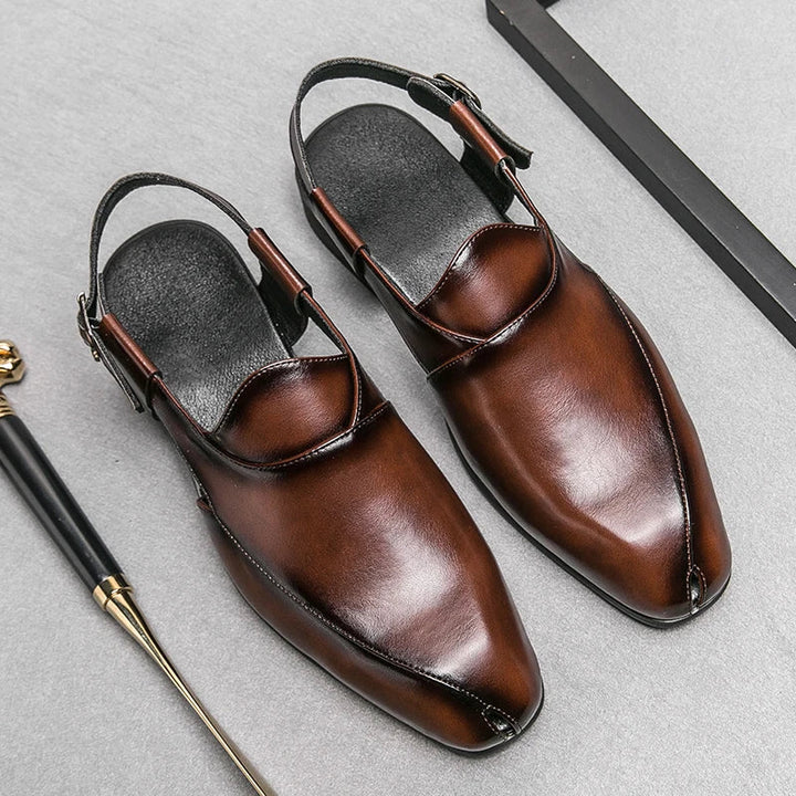 Men's Leather Slingback Slip-On Loafers