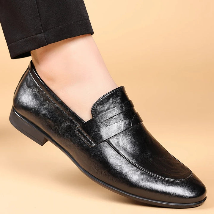 Men's Full-Grain Leather Square-Toe Loafers