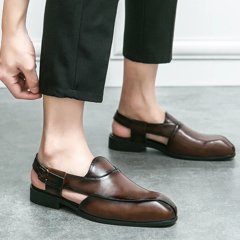 Men's Leather Slingback Slip-On Loafers