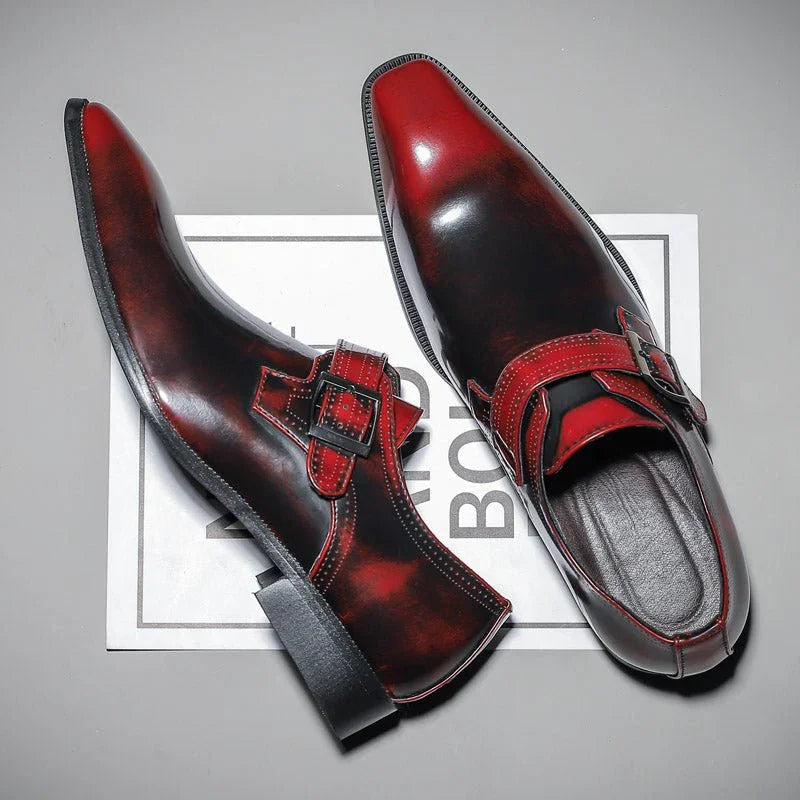 Men’s Patent Leather Dress Shoes with Buckle