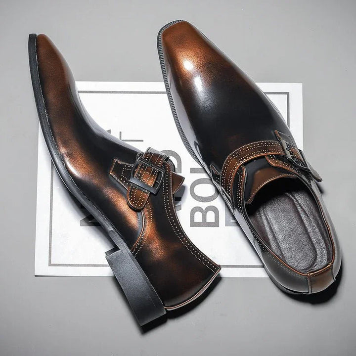 Men’s Patent Leather Dress Shoes with Buckle