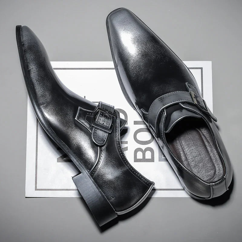 Men’s Patent Leather Dress Shoes with Buckle