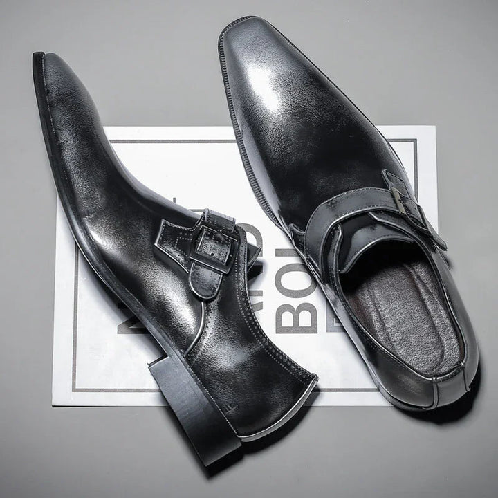 Men’s Patent Leather Dress Shoes with Buckle