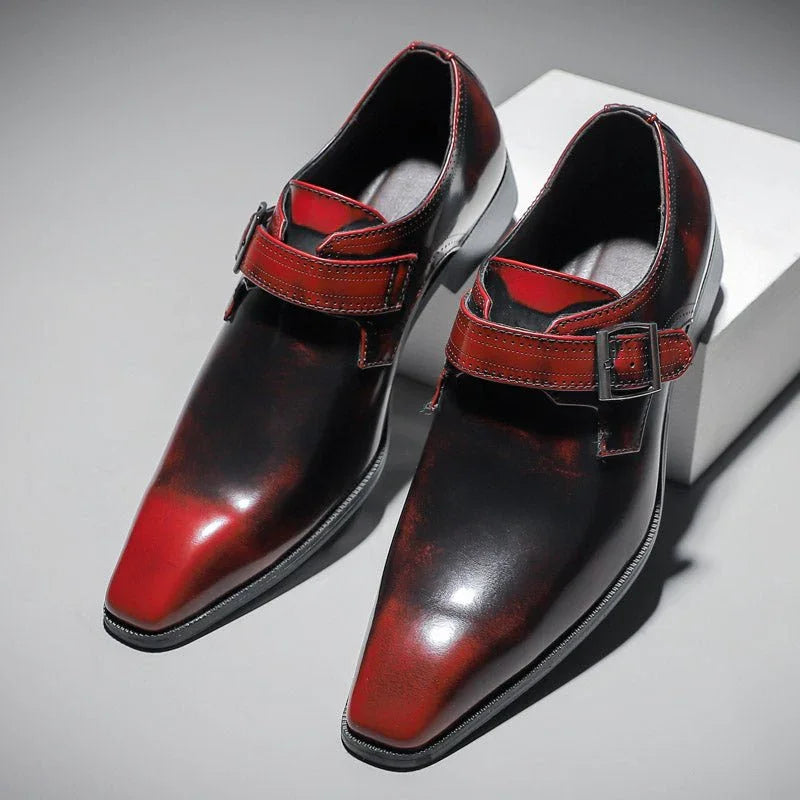 Men’s Patent Leather Dress Shoes with Buckle