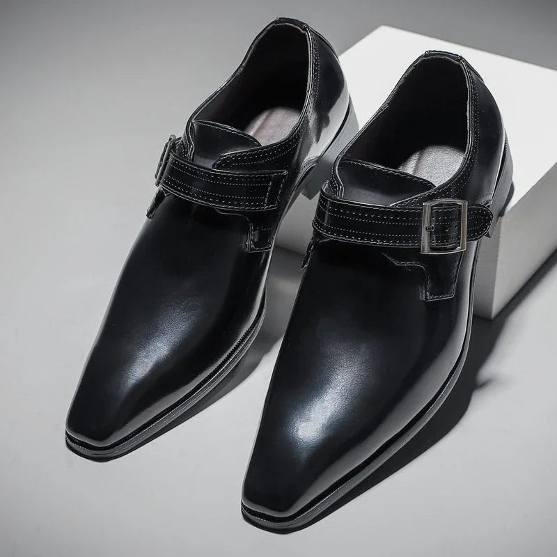 Men’s Patent Leather Dress Shoes with Buckle