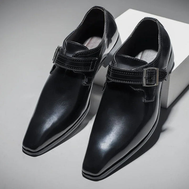 Men’s Patent Leather Dress Shoes with Buckle