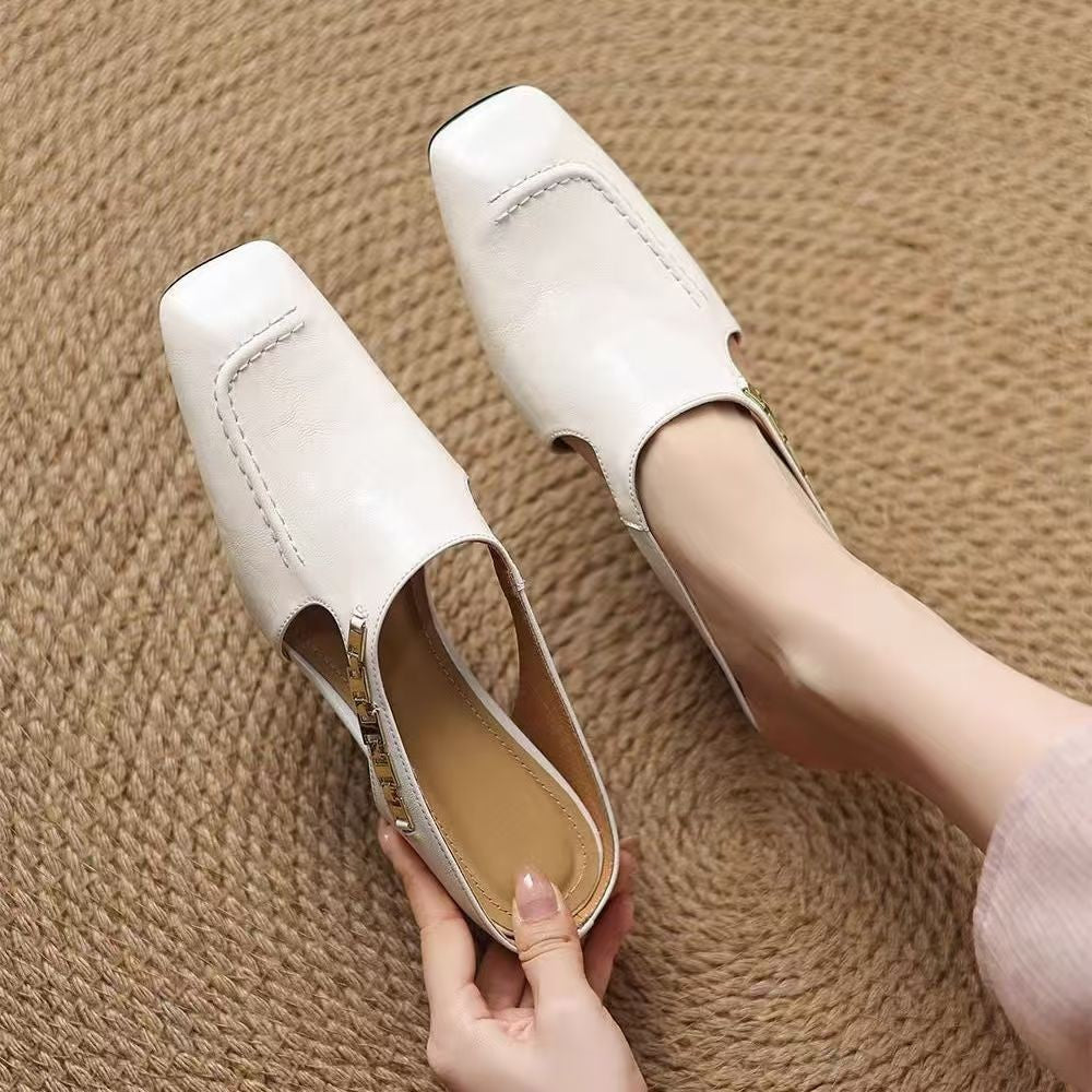 Women's Square Toe Mule Shoes Slip-On Dressy Sandals