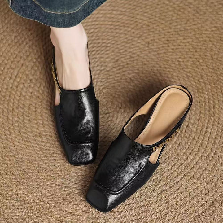 Women's Square Toe Mule Shoes Slip-On Dressy Sandals
