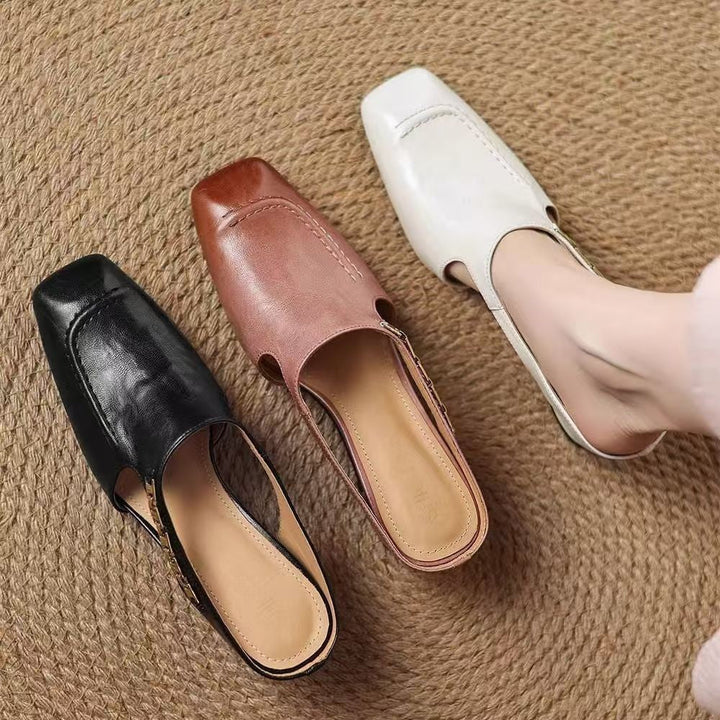 Women's Square Toe Mule Shoes Slip-On Dressy Sandals