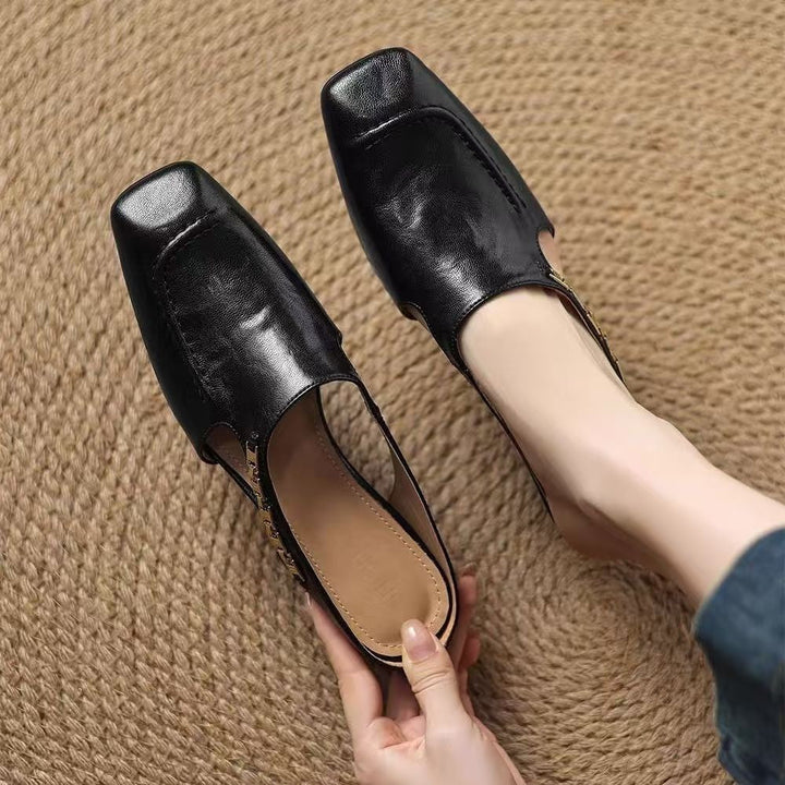 Women's Square Toe Mule Shoes Slip-On Dressy Sandals
