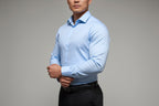 Men’s Athletic Fit Light Blue Dress Shirt – Modern Tailored Style-HighTouch