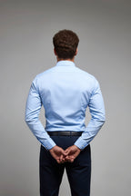 Men’s Athletic Fit Light Blue Dress Shirt – Modern Tailored Style-HighTouch