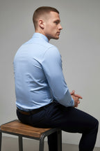 Men’s Athletic Fit Light Blue Dress Shirt – Modern Tailored Style-HighTouch