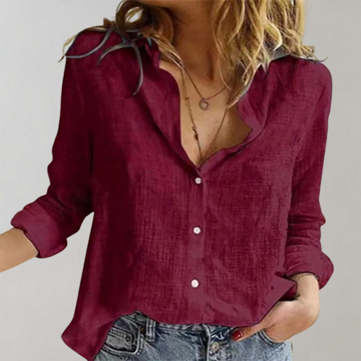 Women's Linen Blouse - Casual Elegant Summer Button-Down