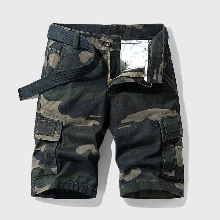 Men's Camo Cargo Shorts with Belt - Outdoor Utility Wear