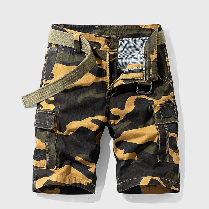 Men's Camo Cargo Shorts with Belt - Outdoor Utility Wear
