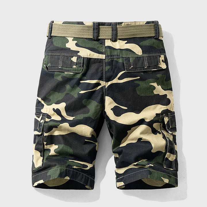 Men's Camo Cargo Shorts with Belt - Outdoor Utility Wear