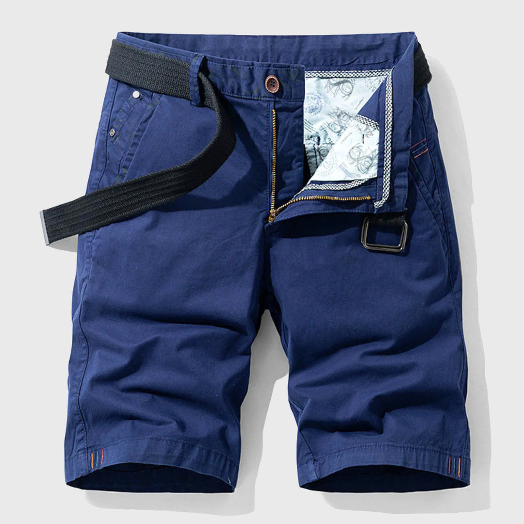 Edward Men's Casual Belted Shorts - Stretch Chino Summer Shorts