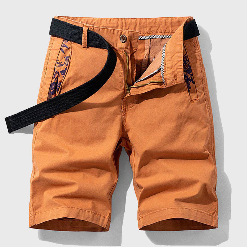 Edward Men's Casual Belted Shorts - Stretch Chino Summer Shorts