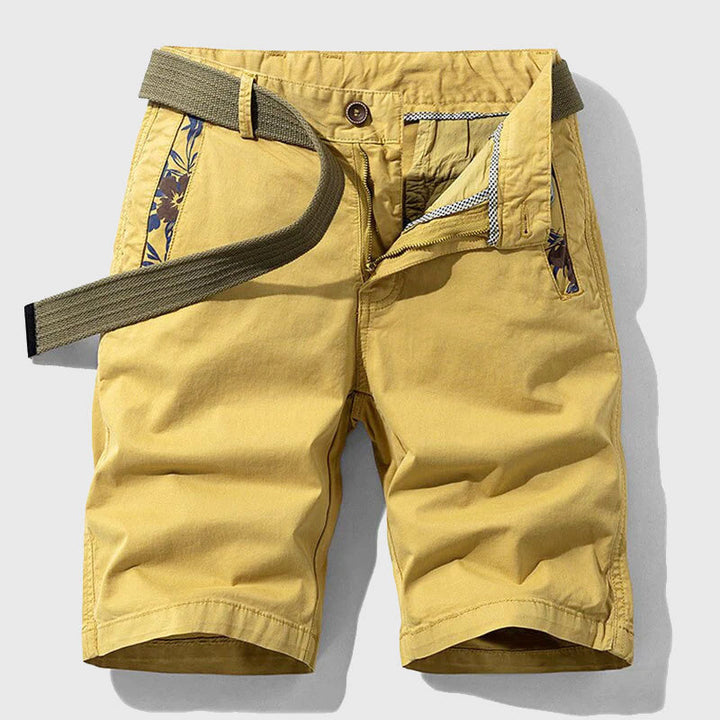 Edward Men's Casual Belted Shorts - Stretch Chino Summer Shorts