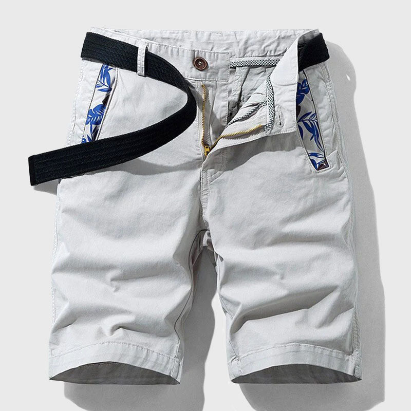 Edward Men's Casual Belted Shorts - Stretch Chino Summer Shorts