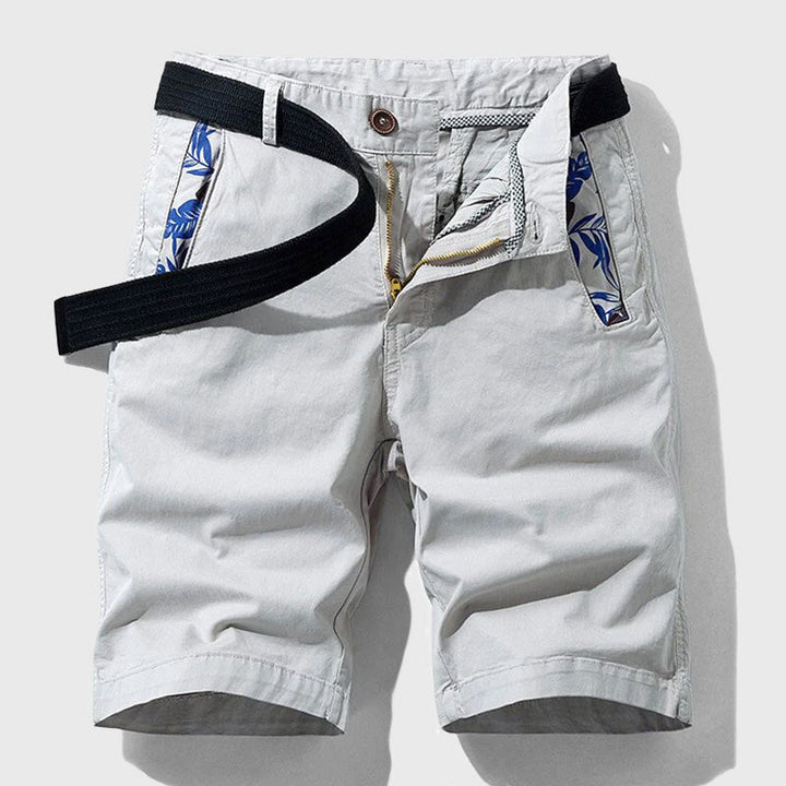 Edward Men's Casual Belted Shorts - Stretch Chino Summer Shorts
