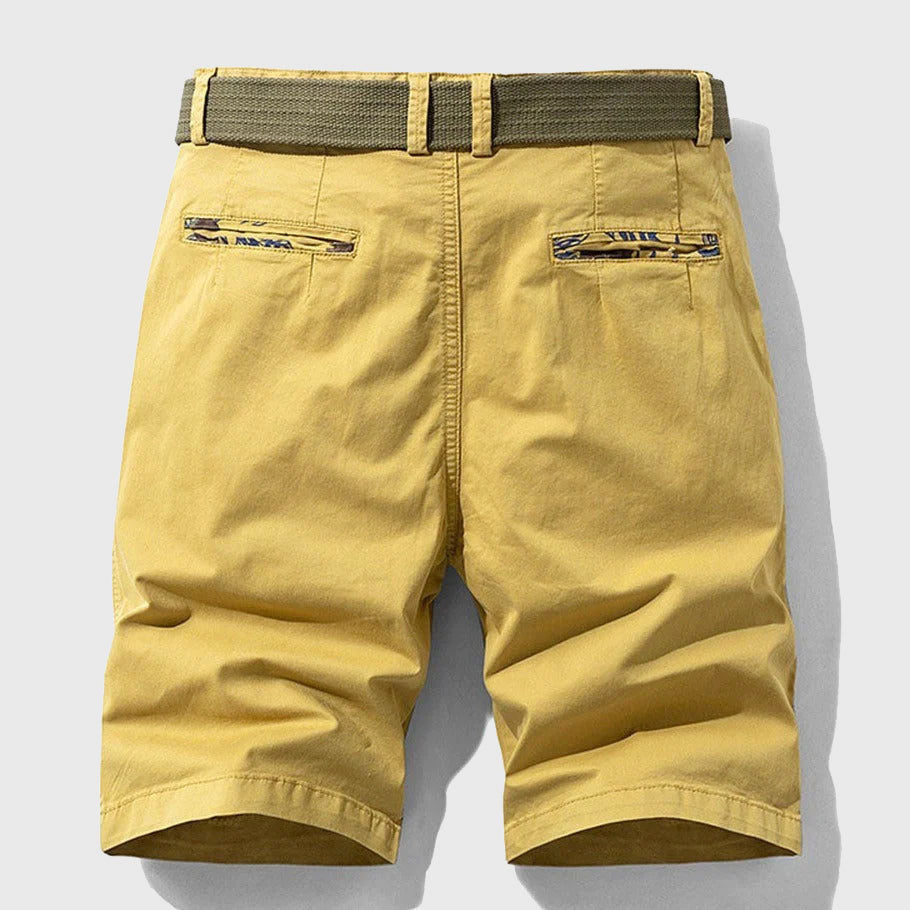Edward Men's Casual Belted Shorts - Stretch Chino Summer Shorts