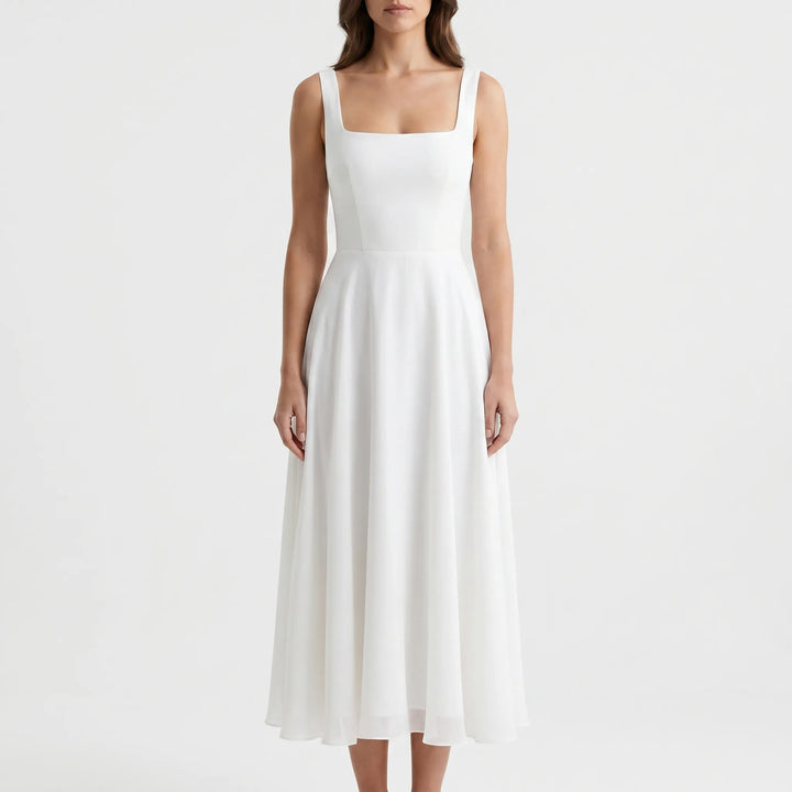 Lare | Square Neck Midi Dress Elegant Wedding Guest