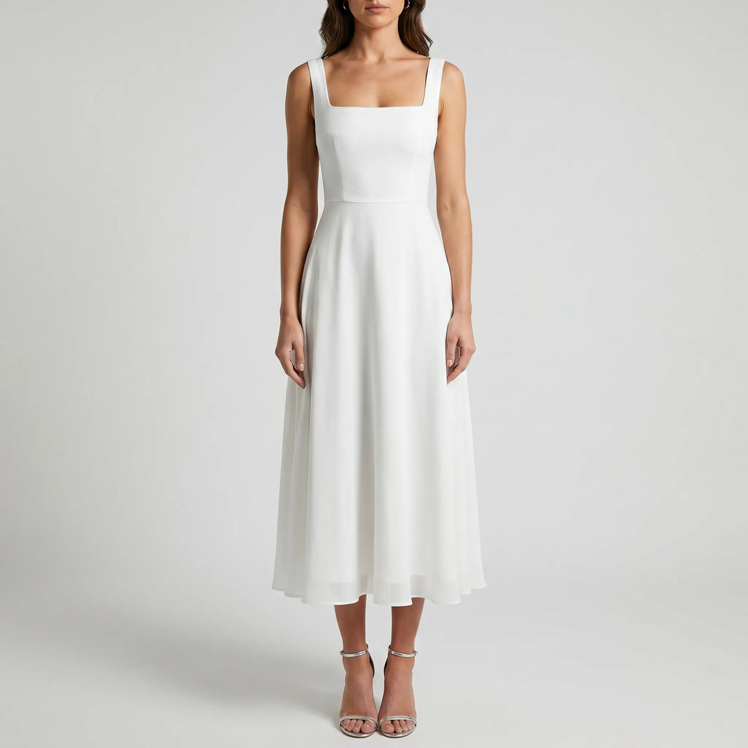 Lare | Square Neck Midi Dress Elegant Wedding Guest