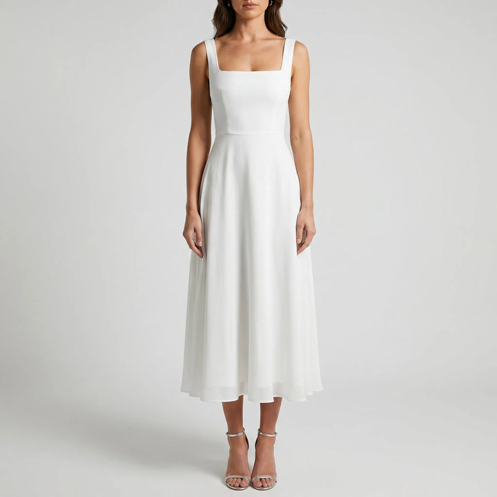 Lare | Square Neck Midi Dress Elegant Wedding Guest