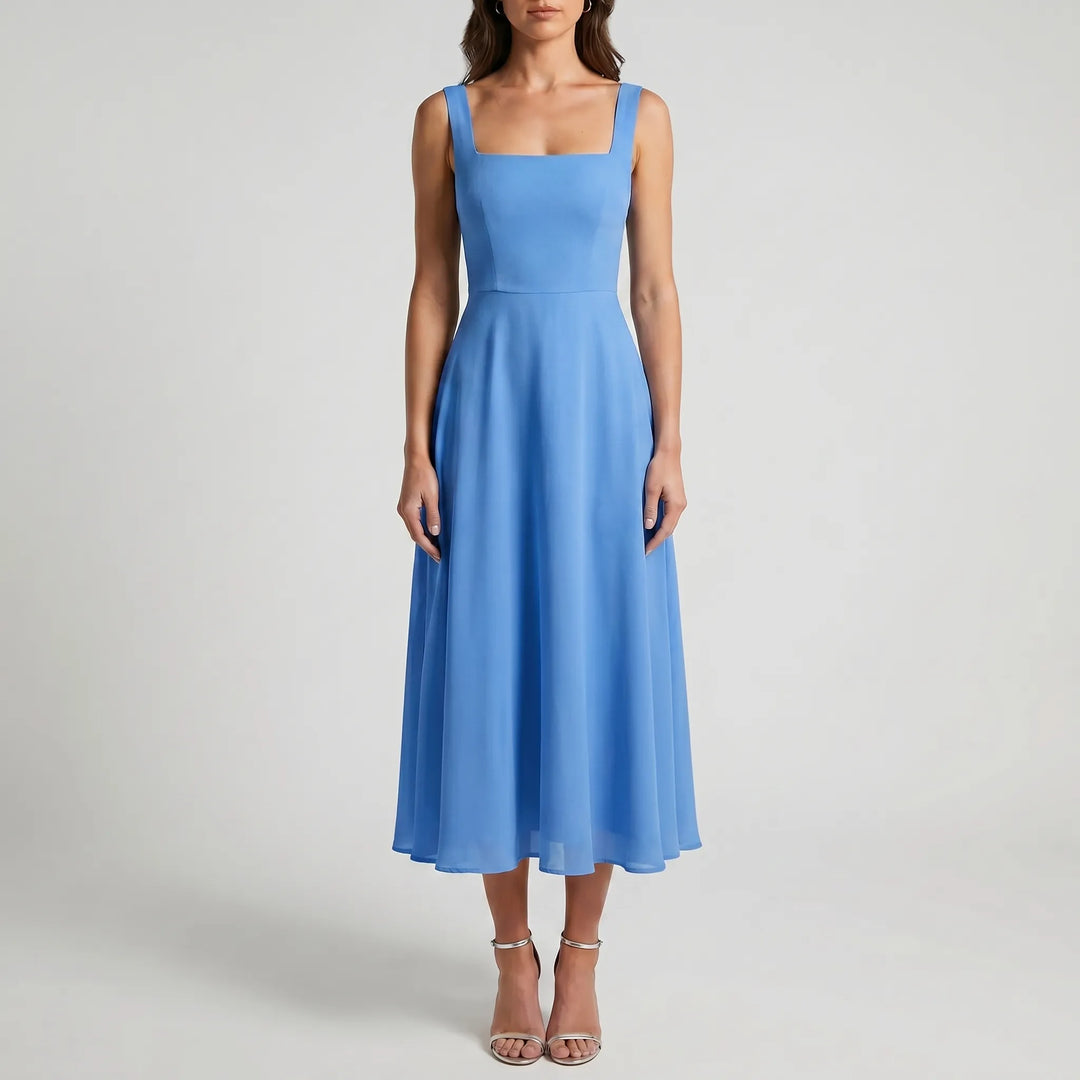 Lare | Square Neck Midi Dress Elegant Wedding Guest