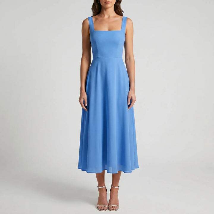 Lare | Square Neck Midi Dress Elegant Wedding Guest