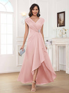 Women's A-Line Beaded Pleated Long Chiffon Mother Of The Bride Dress