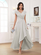 Women's A-Line Beaded Pleated Long Chiffon Mother Of The Bride Dress