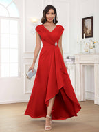 Women's A-Line Beaded Pleated Long Chiffon Mother Of The Bride Dress