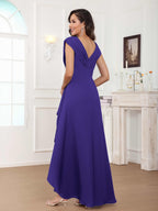 Women's A-Line Beaded Pleated Long Chiffon Mother Of The Bride Dress