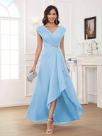 Women's A-Line Beaded Pleated Long Chiffon Mother Of The Bride Dress