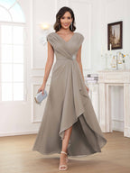 Women's A-Line Beaded Pleated Long Chiffon Mother Of The Bride Dress