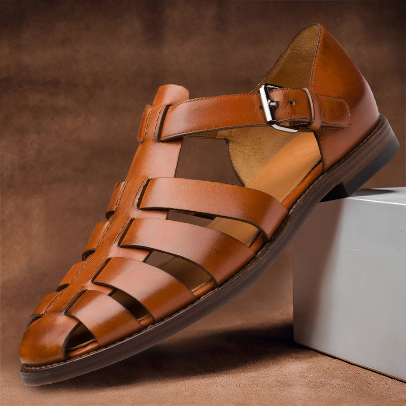 Men's PU Leather Fisherman Sandals - Casual Closed Toe Summer Shoes