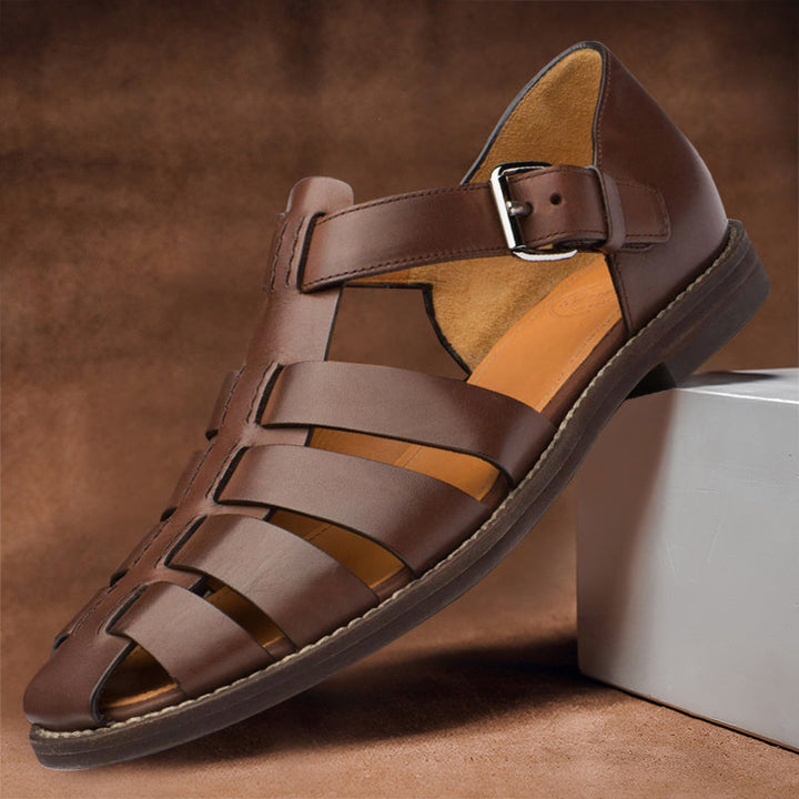 Men's PU Leather Fisherman Sandals - Casual Closed Toe Summer Shoes