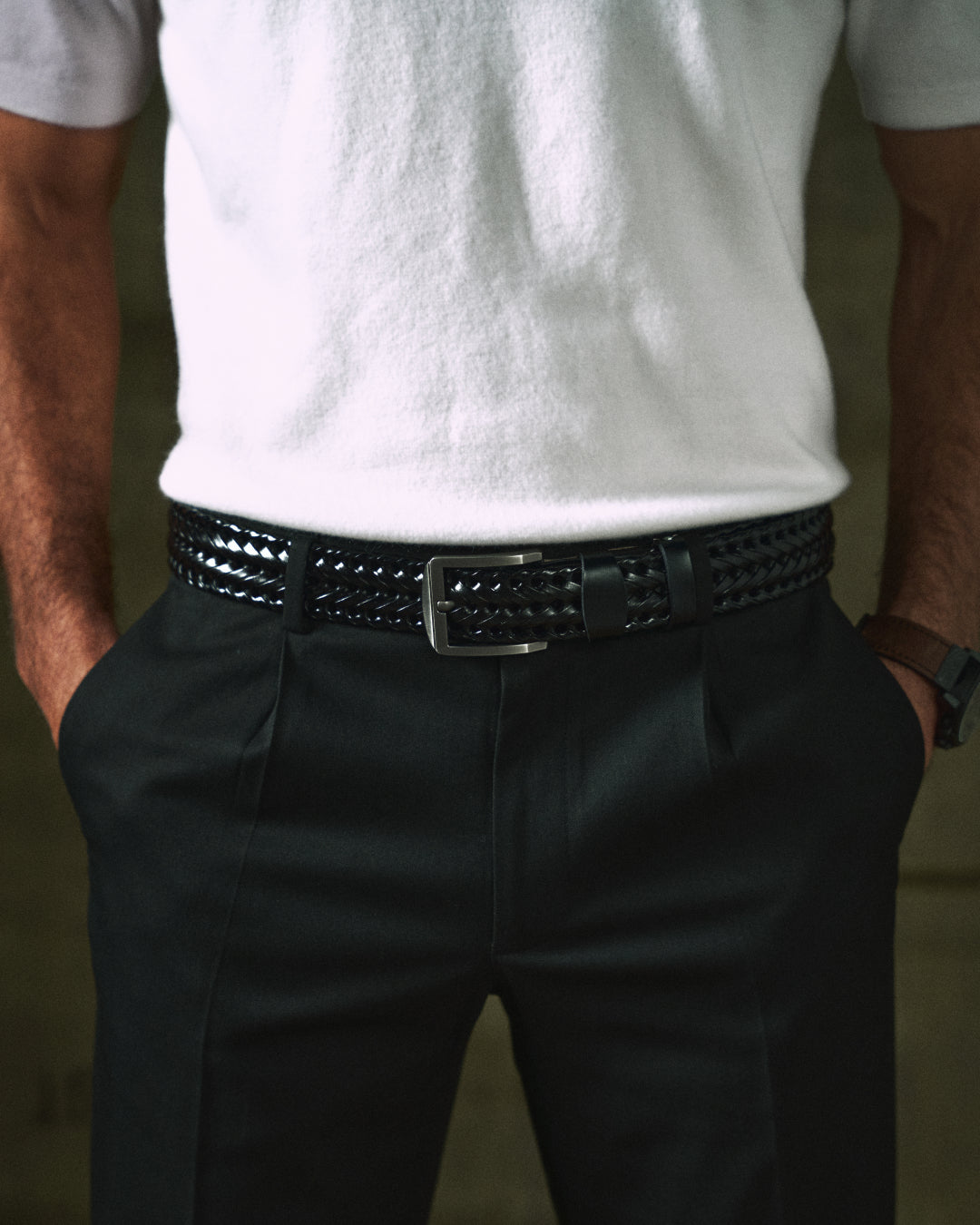 Men's Braided Cowhide Leather Belt