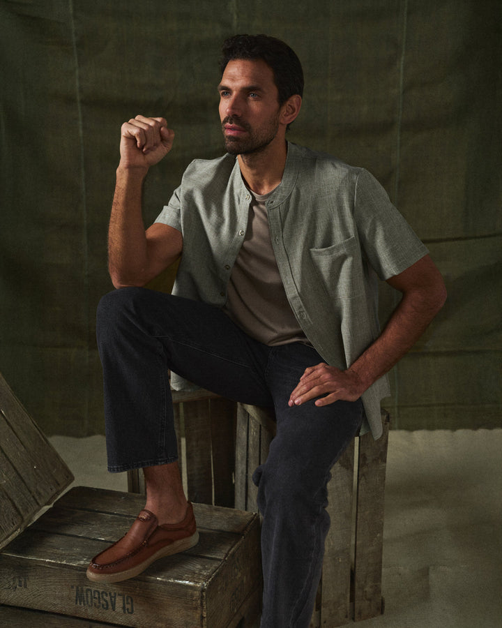 Men's Cotton-Linen Short Sleeve Shirt