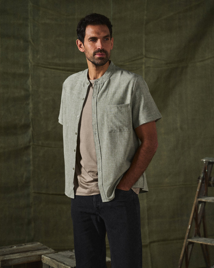 Men's Cotton-Linen Short Sleeve Shirt