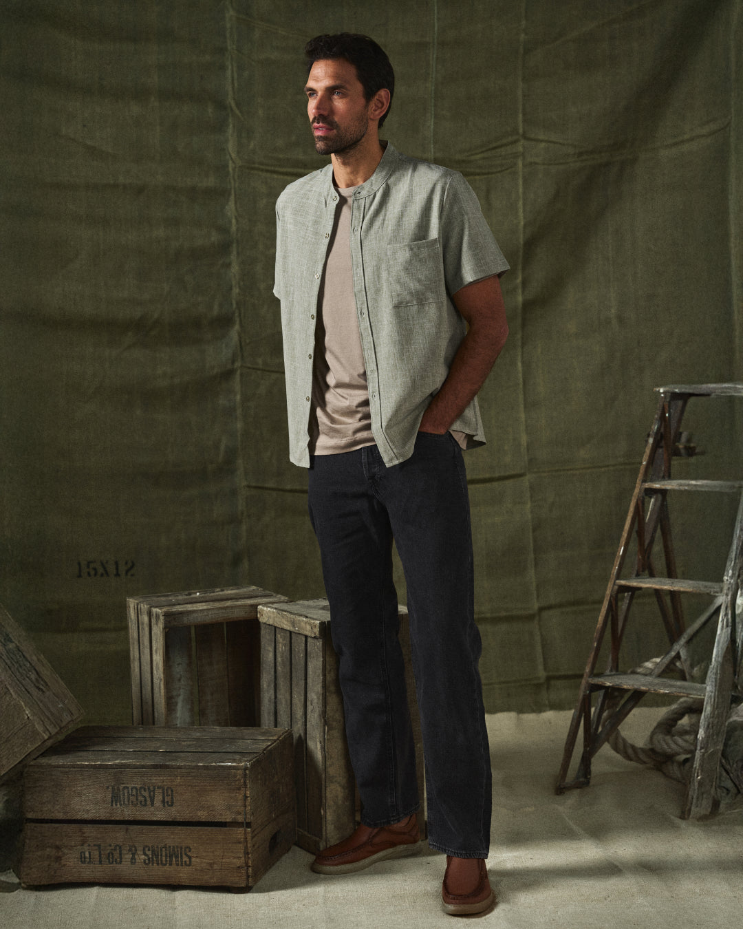 Men's Cotton-Linen Short Sleeve Shirt