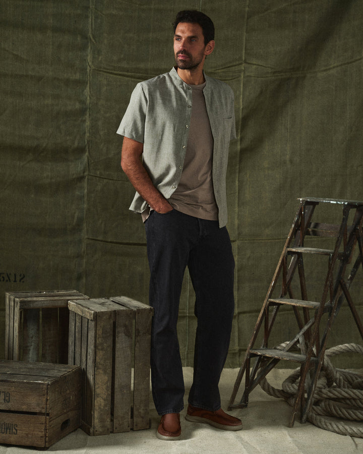 Men's Cotton-Linen Short Sleeve Shirt