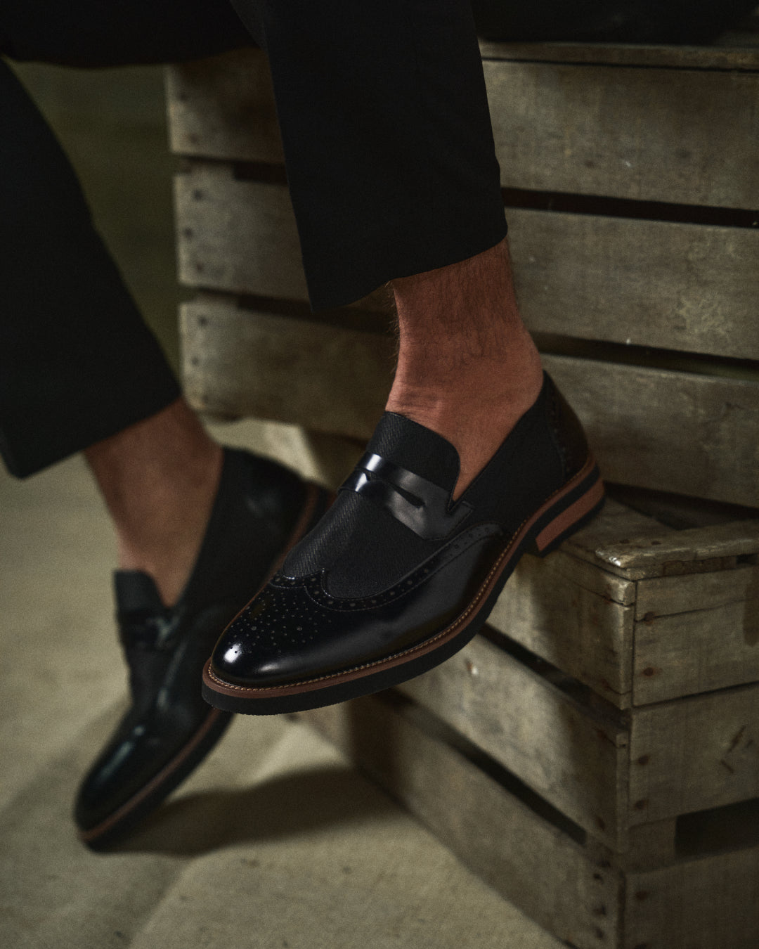 Men's Wingtip Leather Hybrid Loafers | Casual Dress Slip-On Shoes